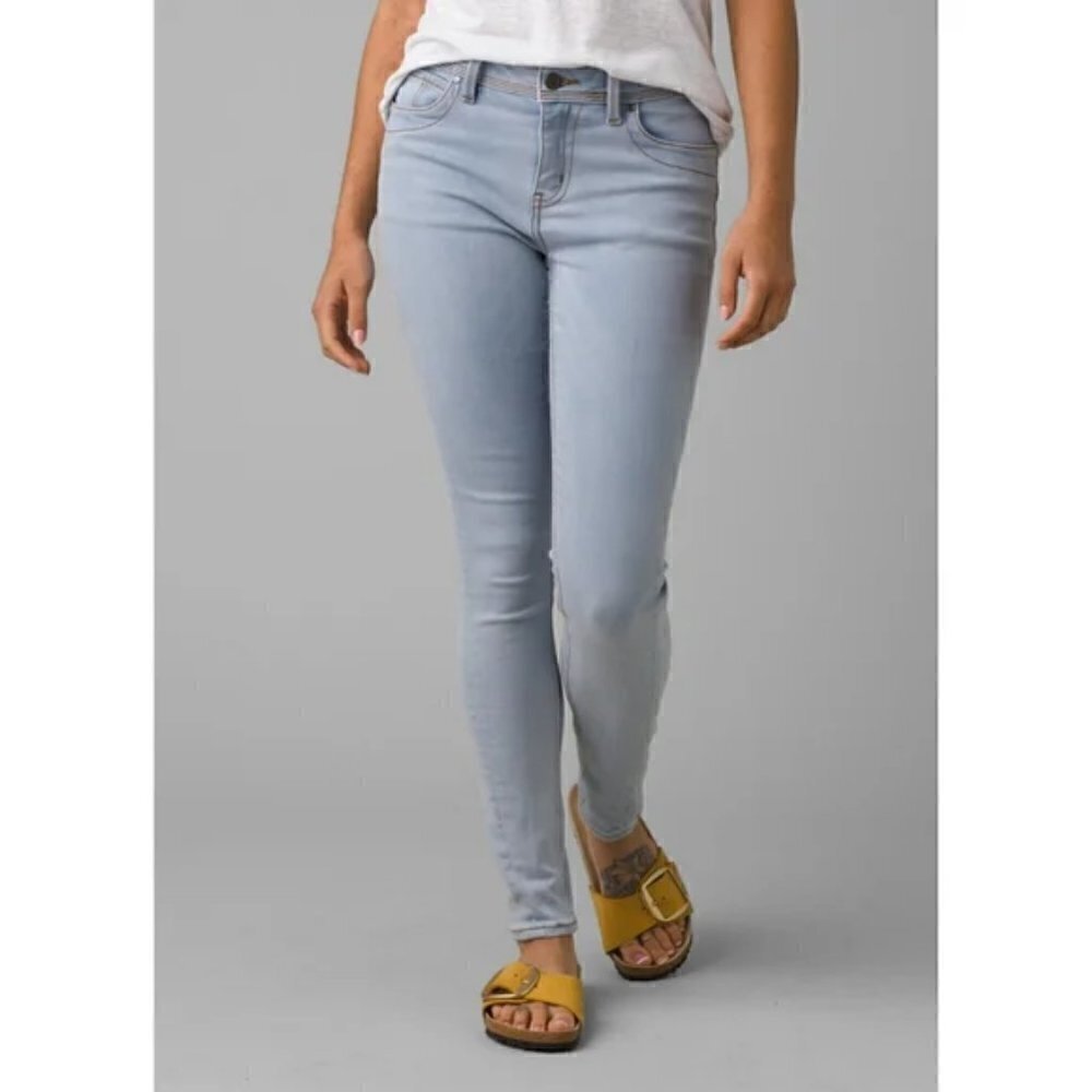 Prana Soma Jeans Stretch Skinny Light Wash Blue Organic Cotton Size 2/26 NWT
